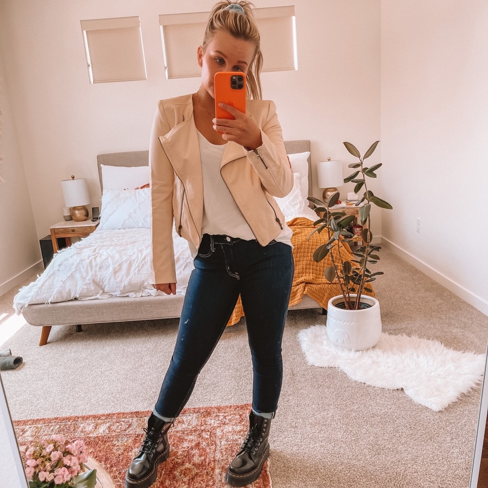 Forever 21 cream leather jacket